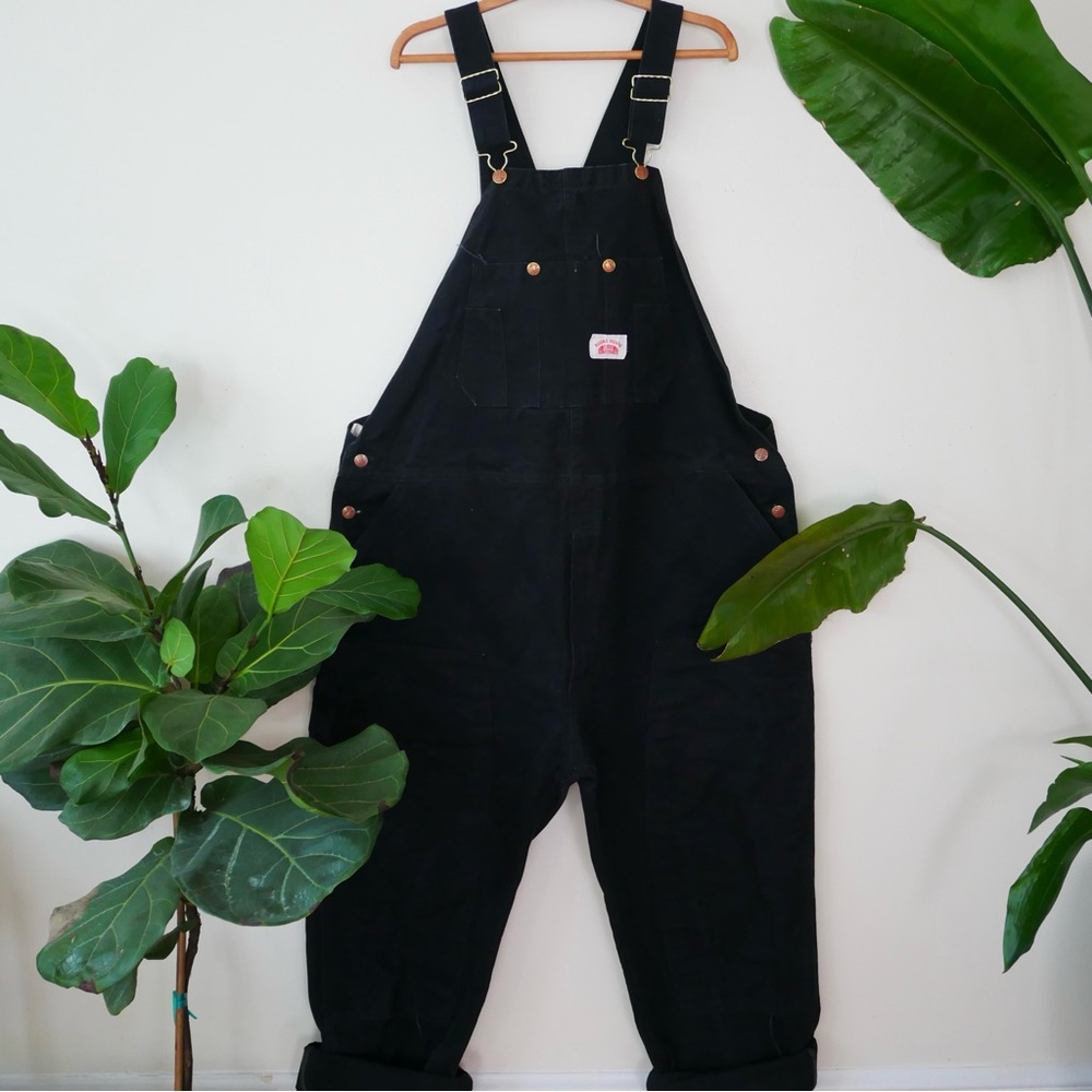 Black Round House Denim Overalls